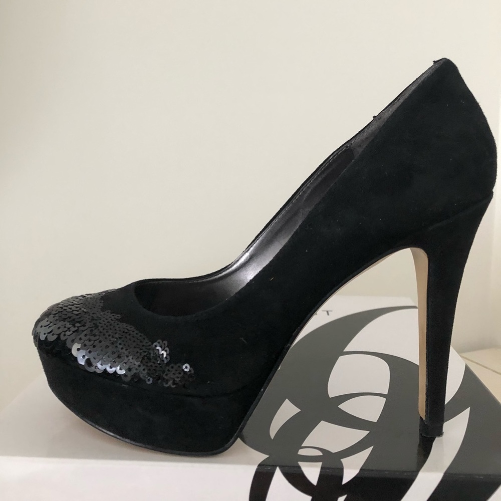 Black Heels with Sequined Toe